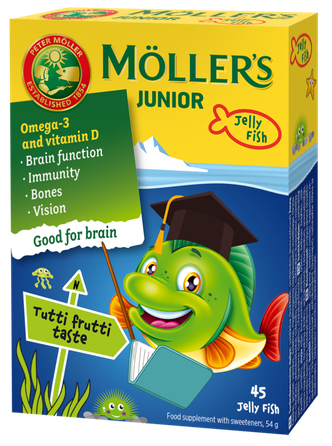 MOLLERS JUNIOR (фруктовый вкус) желейные рыбки, 45 шт.