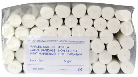 OLKO  non-sterile, 14 cm x 7 m gauze bandage, 50 pcs.