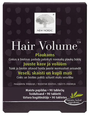 NEW NORDIC Hair Volume tabletes, 90 gab.