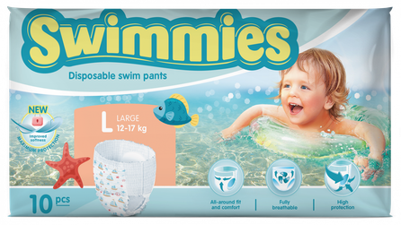 MOLTEX Swimmies L (12-17 kg) swimming diapers, 10 pcs.