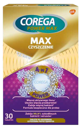 COREGA Max Clean denture cleanser tablets, 30 pcs.