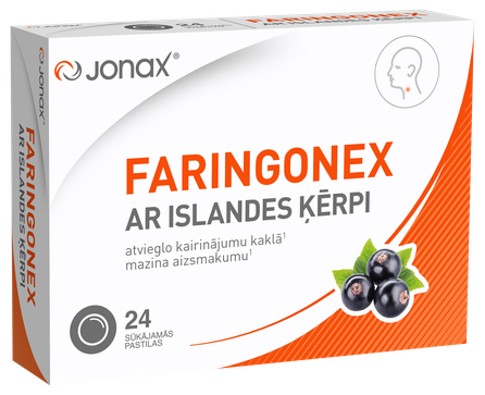 JONAX Faringonex Ar Islandes Ķērpi pastilas, 24 gab.