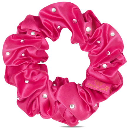 CRYSTALLOVE Crystalized Hot Pink zīda matu gumija, 1 gab.