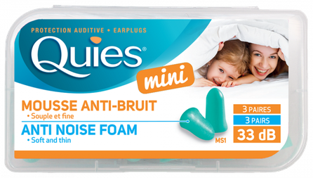 QUIES Mini Polyurethane Foam ear plugs, 6 pcs.