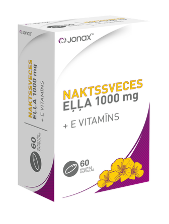 JONAX naktssveces eļļa 1000 mg + E vitamīns kapsulas, 60 gab.