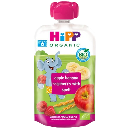 HIPP Organic Apple Banana Raspberry (6+) biezenis, 100 g