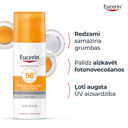 EUCERIN Sun Photoaging Control SPF  50+ saules aizsarglīdzeklis, 50 ml