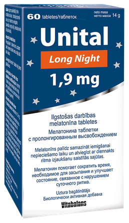 VITABALANS Unital Long Night 1,9 mg tabletes, 60 gab.