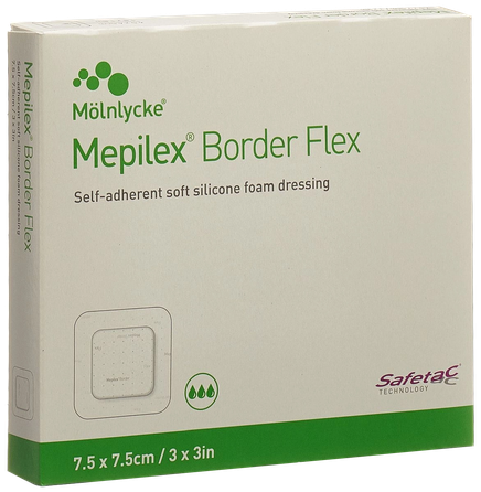 MEPILEX  Border Flex 7.5x7.5 cm brūču pārsējs, 5 gab.