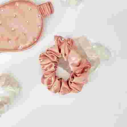 CRYSTALLOVE Crystalized Rose Gold zīda matu gumija, 1 gab.