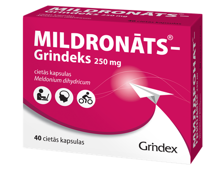 MILDRONĀTS GRINDEKS 250 mg hard capsules, 40 pcs.