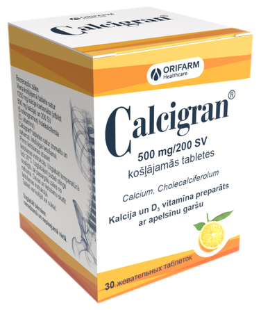 CALCIGRAN 500 mg/200 SV жевательные таблетки, 30 шт.