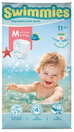 MOLTEX Swimmies M (9-15 kg) swimming nappy pants, 11 pcs.