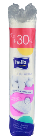 BELLA Cotton +30 % cotton pads, 80 pcs.
