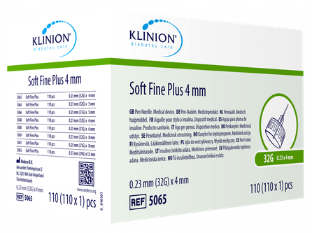 KLINION Pen needle 32G/0.23x4 mm insulin needles, 110 pcs.