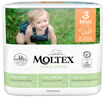 MOLTEX Eco Pure & Nature 3 Midi (4-9 kg) diapers, 33 pcs.