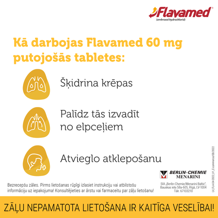 FLAVAMED 60 mg putojošās tabletes, 10 gab.