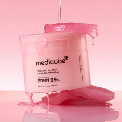 MEDICUBE PDRN Pink Collagen Toning Gel Toner face  disks, 120 ml