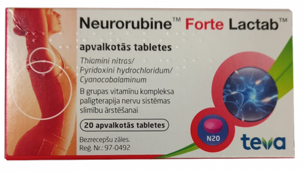 NEURORUBINE Forte Lactab coated tablets, 20 pcs.