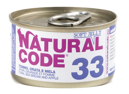 NATURAL CODE 33 Tuna, Sea Bream And Apple canned food for cats, 85 g