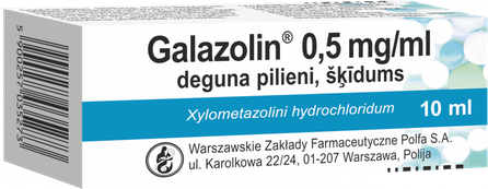 GALAZOLIN 0.5 mg/ml deguna pilieni, 10 ml