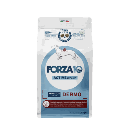 FORZA10 Active Vetdiet Dermo  Mini/Toy, Suņiem sausā barība, 1.5 kg