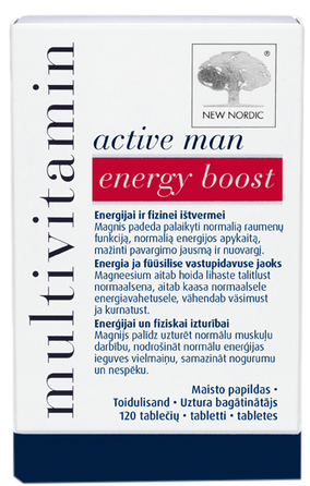 NEW NORDIC Multivitamin Active Man Energy Boost tabletes, 120 gab.
