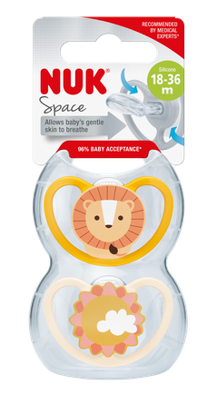 NUK Space (18-36 months), Silicone soother, 2 pcs.