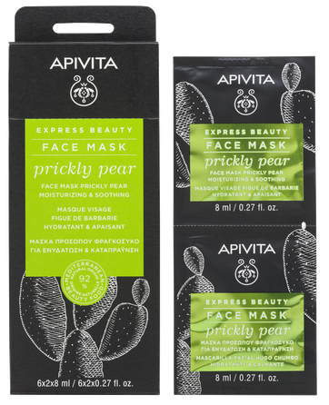 APIVITA Express Beauty Moisturizing & Soothing With Prickly Pear (8 ml) sejas maska, 2 gab.
