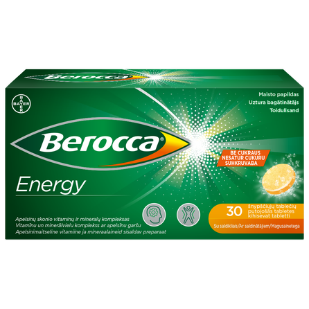 BERROCA Energy putojošās tabletes, 30 gab.