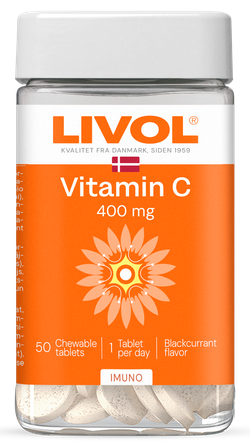 LIVOL  Extra Vitamin C 400 mg chewable tablets, 50 pcs.