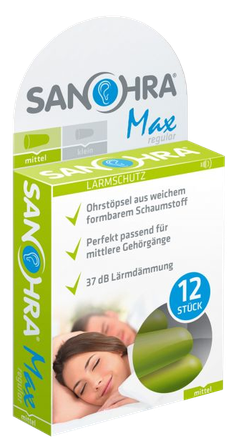 SANOHRA  MAX ADULT ear plugs, 12 pcs.