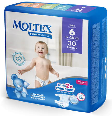 MOLTEX Premium Comfort 6 XL  (17-28 кг) подгузники, 30 шт.