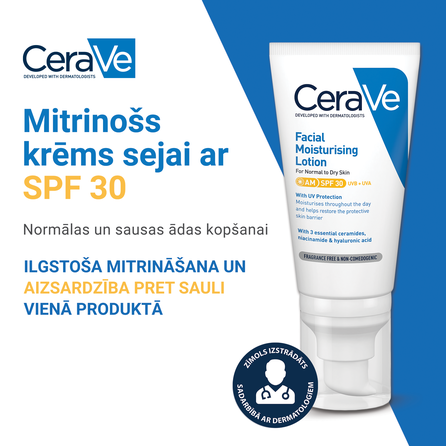CERAVE Moisturising SPF 30 sejas krēms, 52 ml