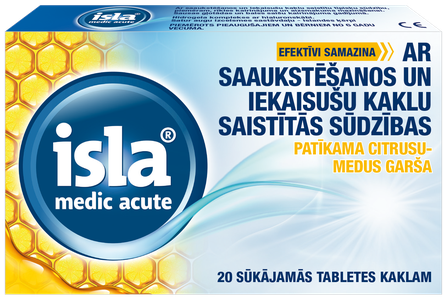 ISLA Medic Acute Ar Citrusu-Medus Garšu sūkājamās tabletes, 20 gab.