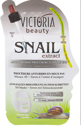 VICTORIA BEAUTY 3D maska ​​+ serums ar gliemežu ekstraktu divpakāpju sejas procedūra, 1 gab.