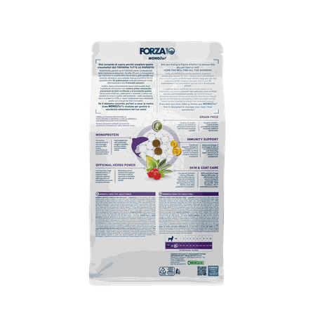 FORZA10 Monodiet Sensitive Skin Mini/Toy Adult Ar Zivi, Suņiem sausā barība, 1.5 kg