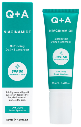 Q+A Niacinamide Balancing SPF50 sunscreen, 50 ml