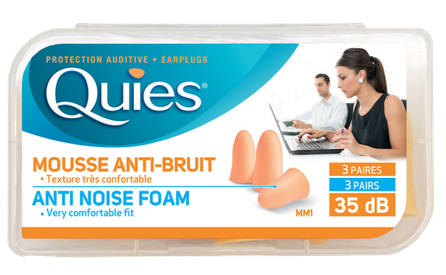 QUIES Sand Color Polyurethane Foam ear plugs, 6 pcs.