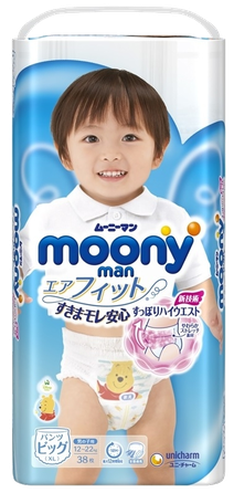 MOONY Airfit XL (12-22kg) zēniem autiņbiksītes, 38 gab.