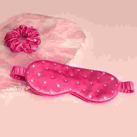 CRYSTALLOVE Crystalized Hot Pink zīda maska miegam, 1 gab.