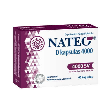 NATEO D 4000 kapsulas, 60 gab.