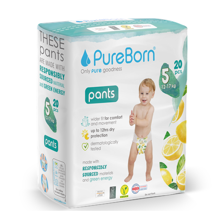 PUREBORN Pull Ups Single Pack S5 (12-17 kg) nappy pants, 20 pcs.