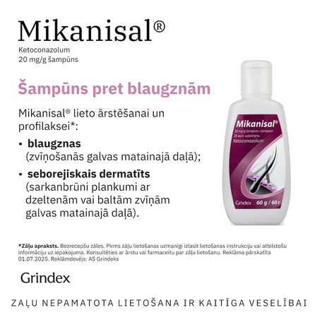 MIKANISAL 20 mg/g šampūns, 60 ml