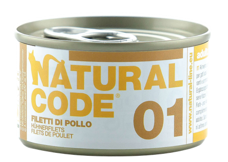 NATURAL CODE 01 Chicken fillet canned food for cats, 85 g