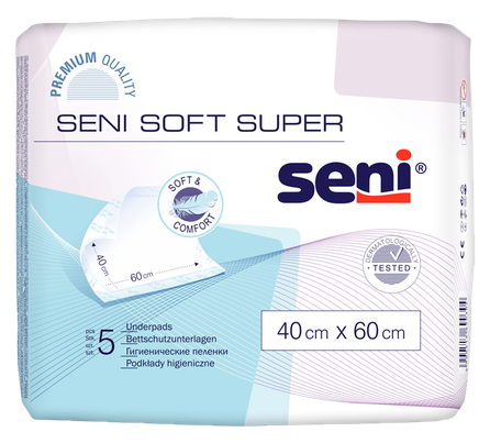 SENI Soft Super 40 x 60 cm absorbējošie palagi, 5 gab.