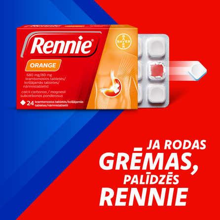 RENNIE Orange 680 mg/80 mg жевательные таблетки, 24 шт.