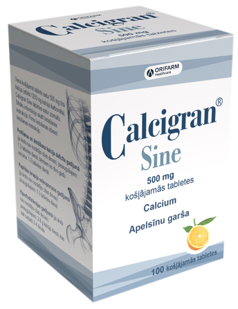 CALCIGRAN Sine 500 mg košļājamās tabletes, 100 gab.