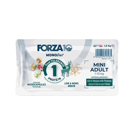 FORZA10 Monodiet Mini Adult Ar Briedi Un Kartupeļiem, Suņiem sausā barība, 1.5 kg