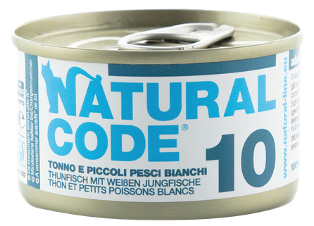 NATURAL CODE 10 Tuna And Whitebait canned food for cats, 85 g